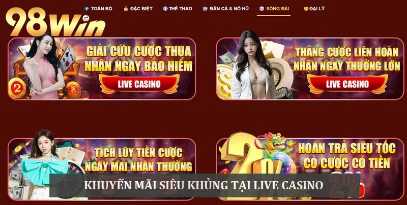 Tận hưởng các chương trình khuyến mãi dành cho Live Casino