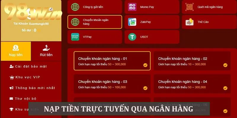 Nạp qua Internet Banking